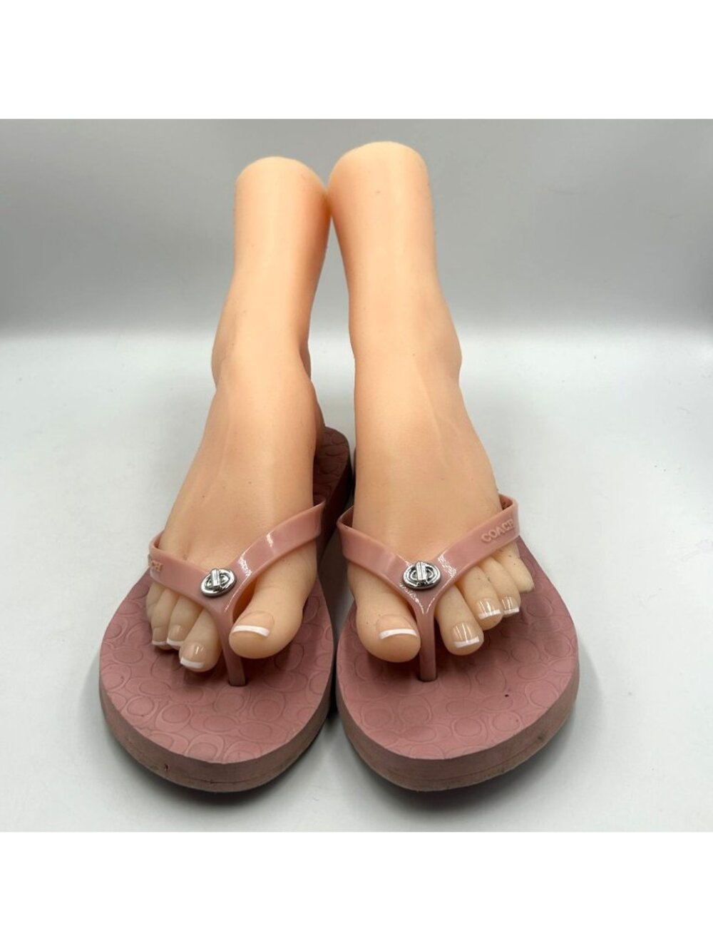 Coach Women's Blush Pink Signature Abbigail Rubber Flip Flops Size 9 3600 - Picture 14 of 16